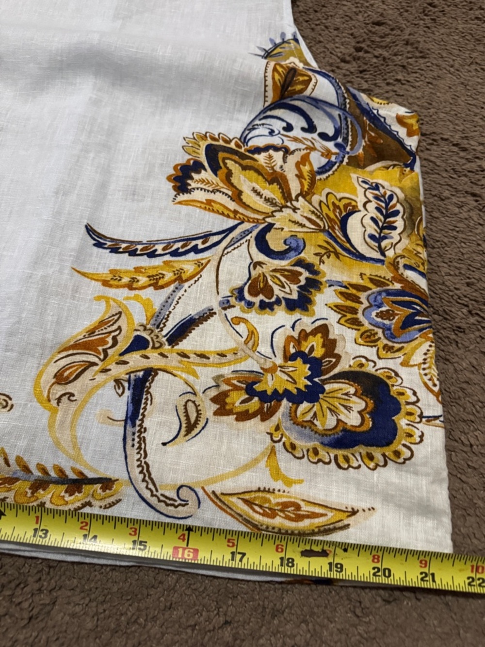 Joie Linen Sleeveless Blouse-Sz L-Blues/White/Brown Scroll-Button Up Back-EUC - Picture 16 of 16